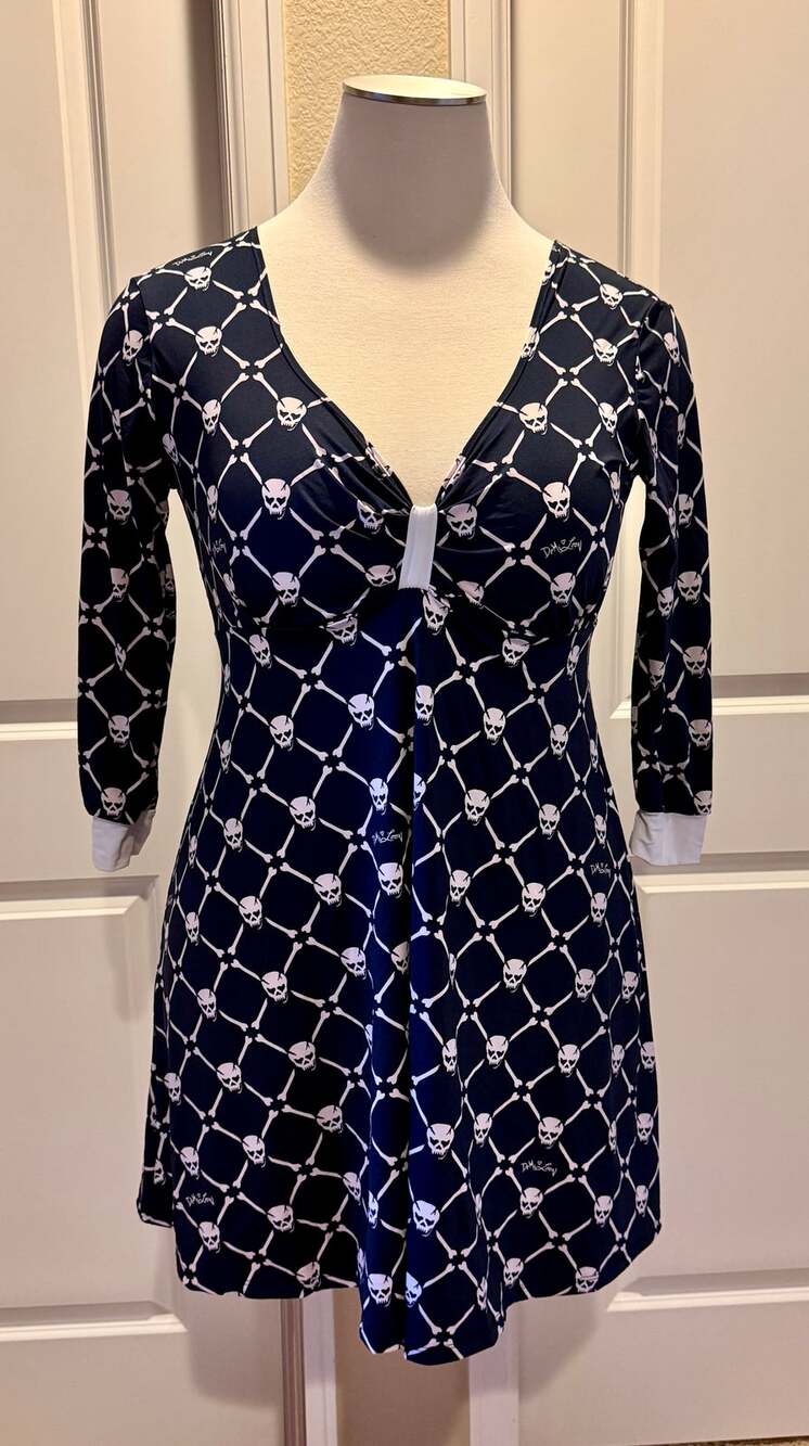 Demi Loon 2X/3X Skull & Bones Mini Dress w/Flaw - Nu Goth Whimsygoth Punk Biker